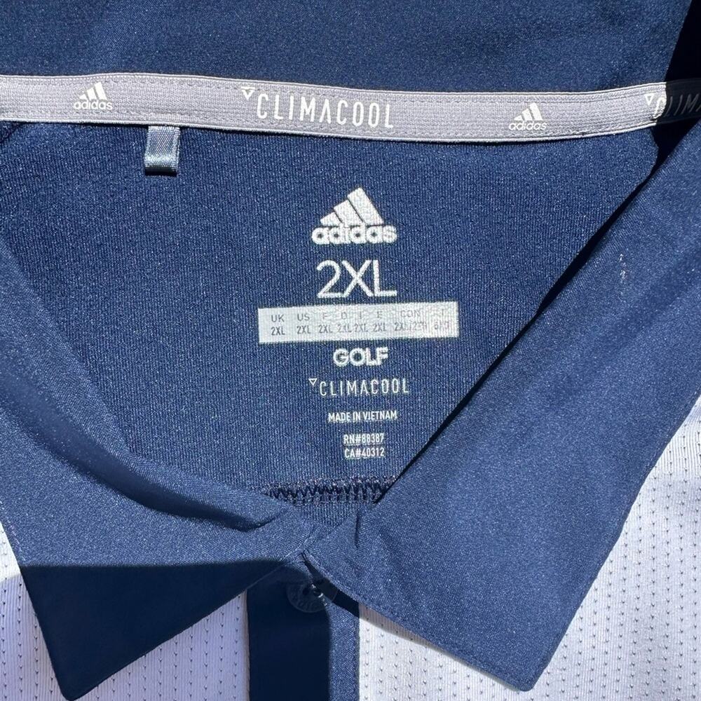 Adidas ClimaCool Athletic Raglan Polo Shirt Perforated Short Slv Golf Collar XXL - Picture 3 of 8